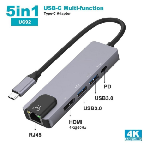 Adaptateur 5 en 1 Type-C Multifonction | Prix Maroc Adaptateur 5 en 1 Type-C Multifonction | Prix Maroc